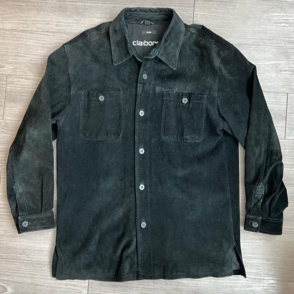 Vtg 00s Liz Claiborne Suede Shacket Genuine Leather Western Mens Size L